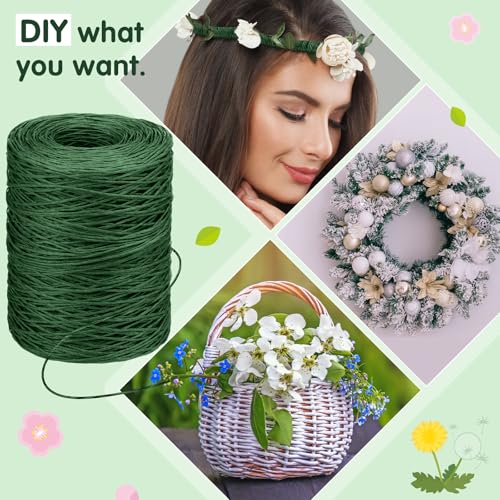 Syhood 1345 Feet Floral Vine Bind Wire Rustic Craft Wire, Deep Green | For DIY Craft Wrapping, Flower Bouquets Garland Arrangements, , Christmas Wreath Making - color: Deep Green, size: 1345 Feet