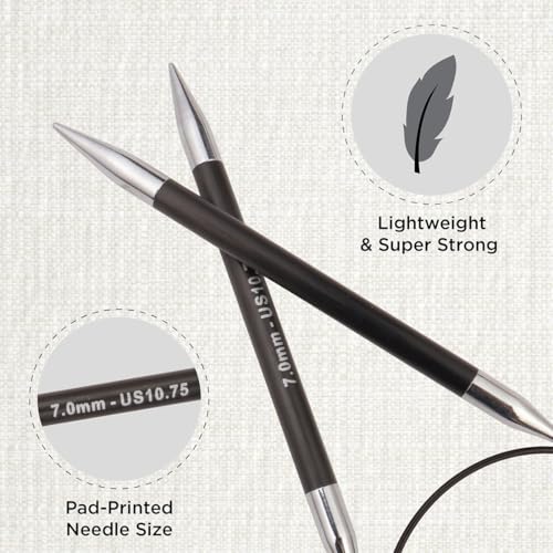 KnitPro Karbonz Fixed Circular Needle 32"(80cm) | US Size 10.75 (7mm) - size: US 10.75 (7mm)