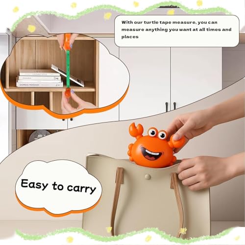 Orange Crab Fashion Measuring Tape 79", Sewing Gifts w/Keychain | Soft dual-sided (cm/in) retractable pocket ruler. Essential sewing supplies & cute gifts for crafters, quilters and kids - color: A4-Orange Crab