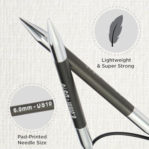 KnitPro Karbonz Fixed Circular Needle 32"(80cm) | US Size 10 (6mm) - size: US 10 (6mm)