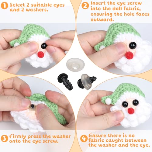 320Pcs 6mm Safety Eyes for Amigurumi Black Craft Doll Eyes | Crochet Animals with Washers, Stuffed Animal Eyes for Plush Dolls Bear Doll Making Supplies - size: 6mm