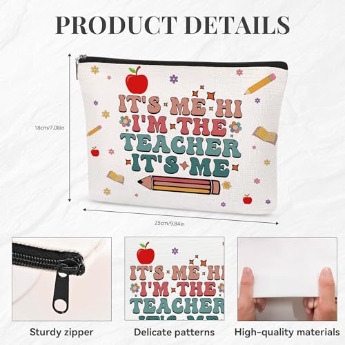 Teacher Gifts Makeup Bag for Women Appreciation Retirement Gift for Her Mentor Cosmetic Bag with Zipper Teacher Survival Kit Bag - style: Teacher