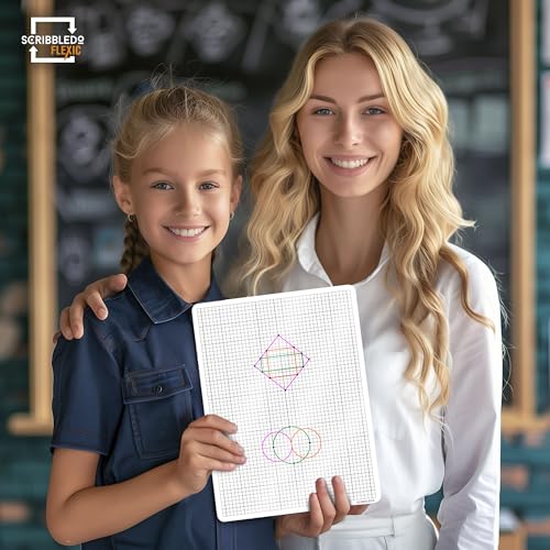 SCRIBBLEDO Small Grid Dry Erase Sheets 9”x12” Math Practice Small White Board Sheets Math Manipulatives Quad Graph Whiteboard Sheets Math Supplies Homeschool Teacher Students Classroom Pack of 10 - color: Small Grids