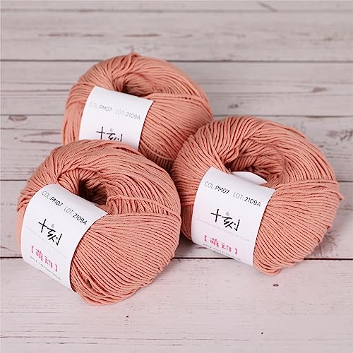 Fine Weight Knitted and Crocheted Cotton Yarn, 100% Long Staple Cotton Yarn, Baby Sports, 2 Packages of 100g/3.52oz (Per Skein 50g/162yds)-07 Pomelo Pink - color: PM07-Pomelo Pink