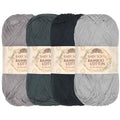 JubileeYarn Baby Soft Bamboo Cotton Yarn - 50g/Skein - Shades of Grey - 4 Skeins - color: Shades of Grey, size: 4 Skeins