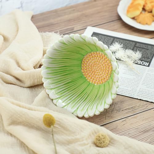 WAIT FLY Green Daisy Ceramic Rice/Salad/Soup/Dessert/Cream Soup Bowls - color: Daisy