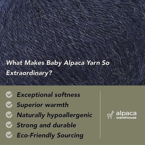 100% Baby Alpaca Yarn 3 Skeins 150g DK Weight Knitting Crochet Blue Jean | Made in Peru with natural warmth and softness featuring 327yd of premium fiber ideal for scarves shawls sweaters and more - color: Blue Jean, size: DK