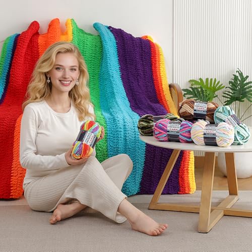 2 Pack Chunky Chenille Yarn for Crocheting and Knitting Beginners,Thick Bulky Plush Fluffy Velvet Soft Baby Blanket Crochet Chenille Yarn for Crocheting Blankets/Amigurumi/DIY Crafts(Denim Blue - color: Denim Blue