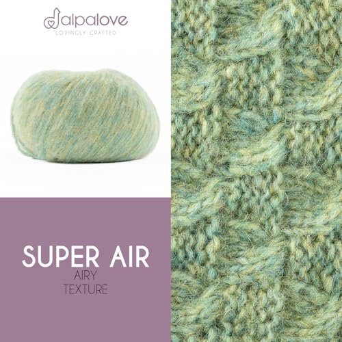 Super Air 4-Set Baby Alpaca - Soft and Fast Hand Knitting Yarn 7.05 oz/ 568 Yards - Melnage Linden Blossom - color: HF283 Linden Blossom Melange