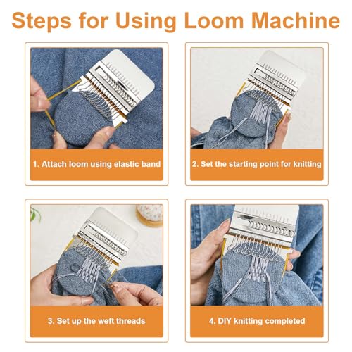 Jexine Mini Darning Mushroom for Socks 14 Hooks Small Speedweve Style Weaving Darning Loom with 9 Pcs Large Eye Needles 50 Colors Thread for Handcraft DIY Weaving Repair Tool - color: Silver, size: 14 Hooks, style: Mushroom