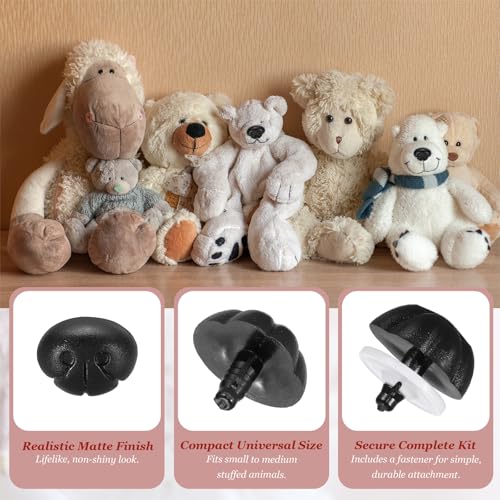 MECCANIXITY Safety Noses Black Plastic Craft Nose with Spacer for DIY Crochet Bears Dog Stuffed Animals Doll Making(29mm 25PCS)