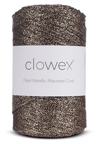 Sparkle Glitter Braided Macrame Cord 2.5mm x 820 ft, Metallic Lurex Shiny Crochet Yarn 273 yds for Bag, Purse, Runner, placemat (1, Coffee-2) - color: Coffee-2