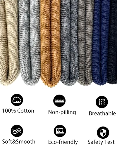100% Cotton Beanie Lengthen Cuffed Beanies Knit Winter Hats Unisex | Double-Layer Warmth,Ultra-Soft 100% Cotton Knit,Long Non-itchy,Snug No-Slip Stretch Fit,Warm Winter Skull Cap - color: 1-navy Blue