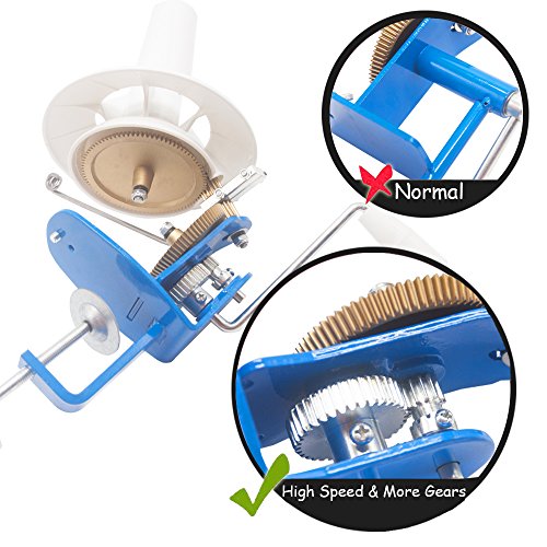 LAMXD Large Capacity Yarn Winder - 10-Ounce, Jumbo Metal Yarn Ball Winder with Thread Cutter Scissors, Blue and White - size: Large Ball Winder
