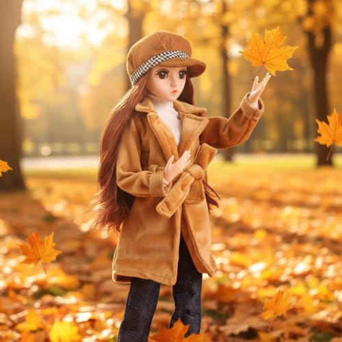 UCanaan BJD Dolls 1/4 SD Doll 18 Inch 18 Ball Jointed Doll DIY Toys with Full Set Clothes Shoes Wig Makeup, Best Gitfs for Girls Christmas Birthday - color: Brown