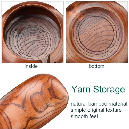 Joyeee Wooden Yarn Bowl, Yarn Holder for Crocheting, Crochet Bowl Accessories Holder with Holes Handmade to Prevent Slipping, Perfect Crochet Holder for Crocheting and Knitting Mothers Day Gift 7.9'' - color: Rosewood no lid,7.9''