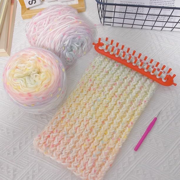 Rectangle Knitting Looms Plastic Weaving Looms Set Scarf Hats DIY Crocheting Handmade Craft Kit with a Crochet Hook and Needle for Knitting Lovers (red)
