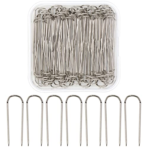 Sewing U Shaped Fork Pins for Fabric 100 Pcs Shadow Box Pins Multipurpose Stainless Steel Straight U-pins for Crafts Quilting Home Decor DIY Sewing Supplies