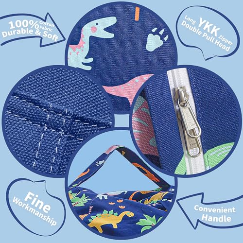 WEKAPO Stuffed Animal Storage Bean Bag Chair Cover for Kids | Stuffable Zipper Beanbag for Organizing Children Plush Toys Large Premium Cotton Canvas (Dinosaur, X-Large) - color: Dinosaur, size: X-Large
