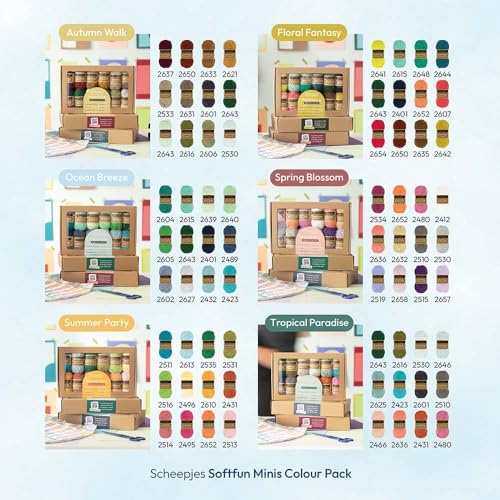 Scheepjes Softfun Color Pack, 12x20g, Ocean Breeze, Cotton-Acrylic Blend - color: Ocean Breeze