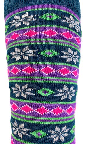 Alpaca Wool Designer Novelty Crew socks are Cozy, Warm and Colorful - Starry Stripe - color: Teal, size: Medium