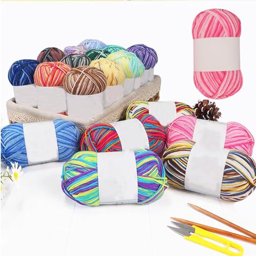 Threads for Knitting Yarn Crochet Yarn Rainbow for Crocheting Knitting Projects(Cherry Blossom) - color: Cherry Blossom