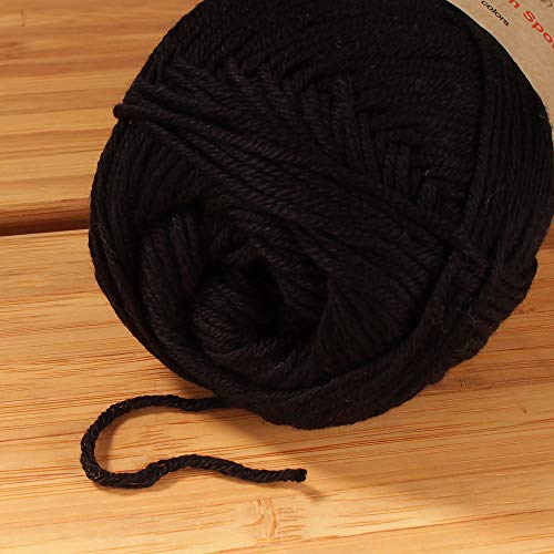 JubileeYarn Bamboo Cotton Sport Yarn - 50g/Skein - Midnight Black - 4 Skeins - color: 211 Midnight Black, size: 4 Skeins