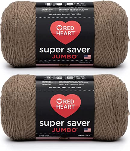 Red Heart Super Saver Jumbo Yarn for Crocheting, Cafe Latte, 2-Pack - color: Café Latte, size: 2-Pack