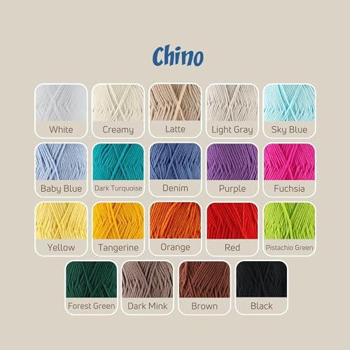 Sensy Chino Soft Cotton Yarn, Soft Baby Cotton Yarn, Amigurumi Yarn, 3.5 oz, 360 Yards, Gauge 2 Fine (Creamy) - color: Creamy, size: 1 Skein