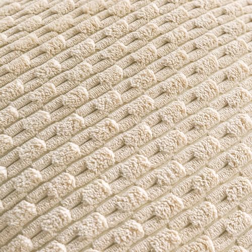 Set of 4 Beige Decorative Throw Pillow Covers 12x20 Inch Corduroy Pillow Covers for Bed Couch Sofa Living Room Soft Cushion Cases - color: Beige, size: 20" x 12" (Pack of 4)