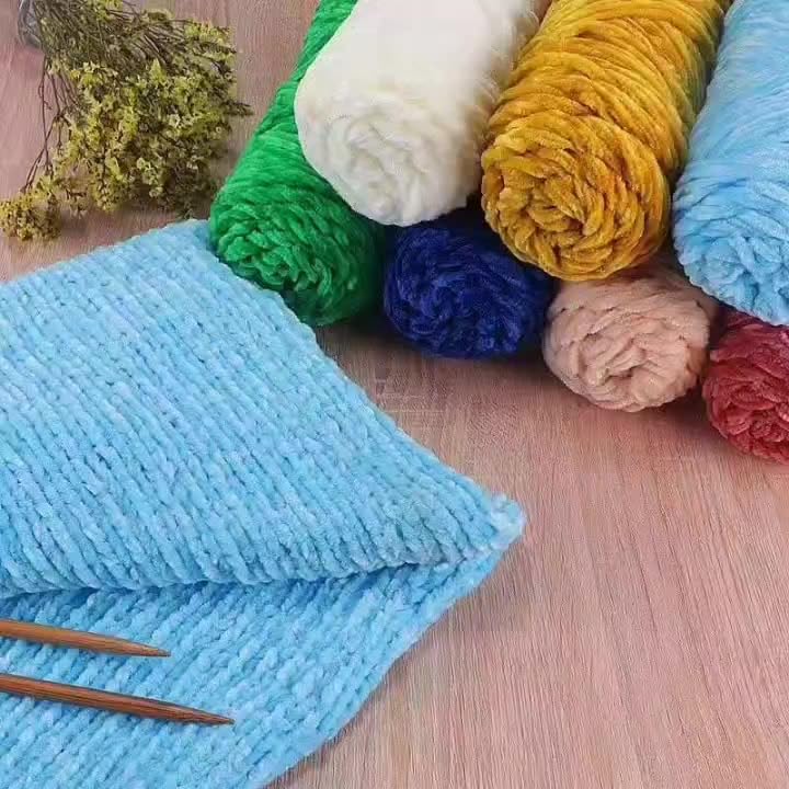 Chunky Chenille Yarn for Crocheting and Knitting, Super Bulky Yarn for Blankets, Soft Plush, 1 Skein 3.4oz 82yds - color: 04 Beige