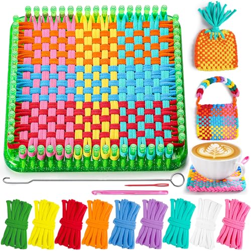 CCTVRTV Weaving Loom Kit Toys for Kids and Adults, DIY Arts and Crafts | for Boys and Girls Ages 5 6 7 8-12 13, Easy Potholder Loom Knitting Kits Gifts for Beginners, 252 Craft Loops - color: green