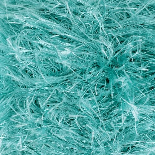 JubileeYarn Feather Whimsy Eyelash Yarn - 50g/Skein Fine Polyester Fur - Teal - 6 Skeins - color: 15 Teal