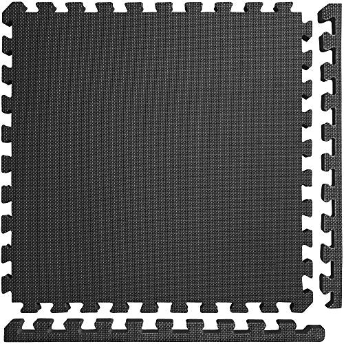 Meister X-Thick 1.5" Interlocking EVA Foam Mats - BK - 16 Tiles (64 Sqft) | Extra-thick 2X cushioning w/ anti-slip grip. 2' x 2' puzzle mats for wrestling, MMA, gymnastics, home gyms and play areas - color: Black, size: 16 Tiles (64 Sqft)
