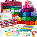 INSCRAFT Crochet Yarn Kit for Beginners Adults, Includes 1650 Yards 30 Colors Acrylic Skeins, User Manual, Hooks, Wine Bag etc, Make Amigurumi & Projects, Starter Set Professionals - color: Wine