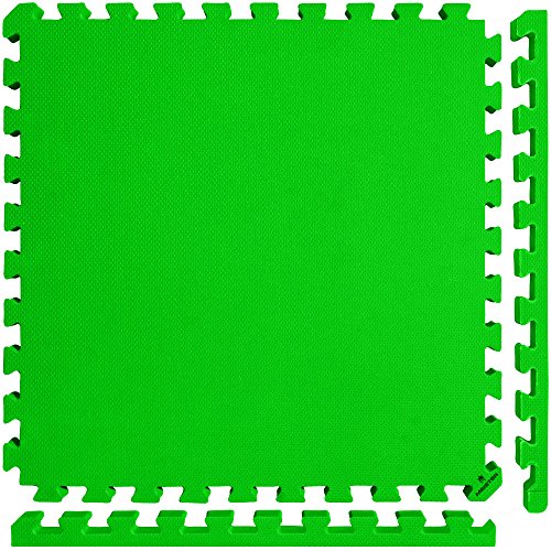 Meister X-Thick 1.5" Interlocking EVA Foam Mats - GN - 25 Tiles (100 Sqft) | Extra-thick 2X cushioning w/ anti-slip grip. 2' x 2' puzzle mats for wrestling, MMA, gymnastics, home gyms and play areas - color: Green, size: 25 Tiles (100 Sqft)