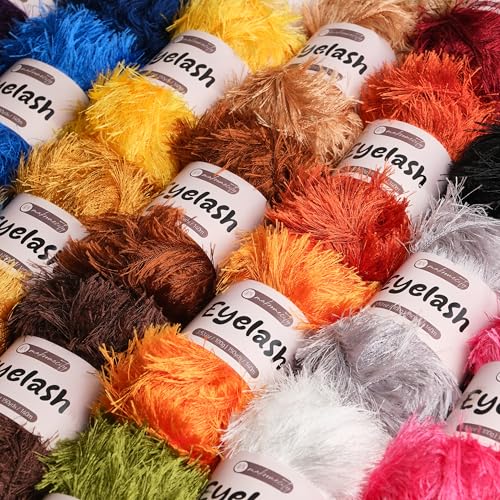 Makromecity Eyelash Yarn – Fuzzy Fun Fur Yarn, 3.53 Oz (100g) 150 yd (140m), Weight 3 Light, Premium Polyester Novelty Feather Yarn for Scarves, Amigurumi, Plush Toys & Craft (Brick, 3 Skeins) - color: Brick, size: 3 Skeins
