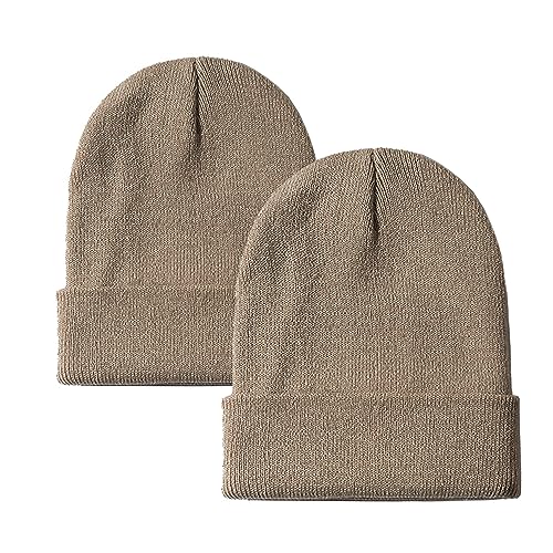 NPJY Unisex Beanie for Men and Women Knit Hat Winter Beanies | Warm-Keep & All-Size, Comfortable & Durable, Soft for Winter Weather - color: Khaki