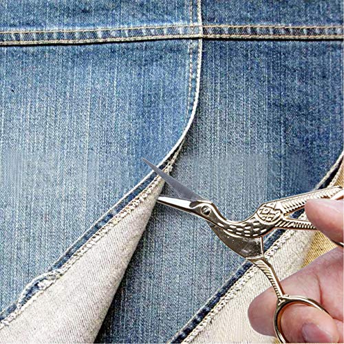 2PCS Vintage Stork Shape Sewing Scissors Stainless Steel Scissors | Metal Tailor Scissors Sharp Sewing Shears for Embroidery, Craft, Art Work & Everyday Use (Gold) - color: Gold