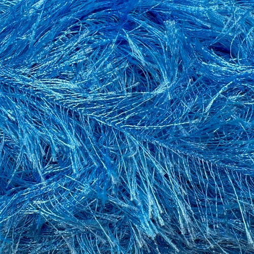 Eyelash Fun Fur Yarn for Crochet, Knitting & Crafts, Blue, 2-Pack | 100% Polyester, 100 g (3.53 oz), 175 yd (160 m), Ideal for Amigurumi, Graduation Leis, Bags, Rugs, Scarves & Plush Toys - color: Blue, size: 2 Pack