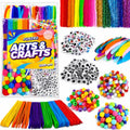 FUNZBO 1200pcs+ Craft Kits with Pipe Cleaners Pom Poms Popsicle Sticks | Arts & Crafts Supplies for Kids, Crafts for Girls Toys, Birthday Gifts for Boys & Girls Ages 4 5 6 7 8 9 -12 - size: Crafts Kit (Medium)