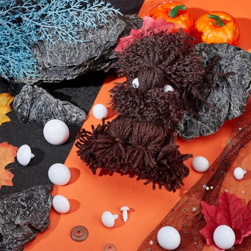PH PandaHall 272pcs White Eyes Safety Eyes, 10 Sizes Crochet Eyes Craft Eyes Stuffed Animal Eyes with Washers for Amigurumi Puppet Teddy Bear Crochet Big Plush Animals Needle Felting Crafts,16~26.5mm