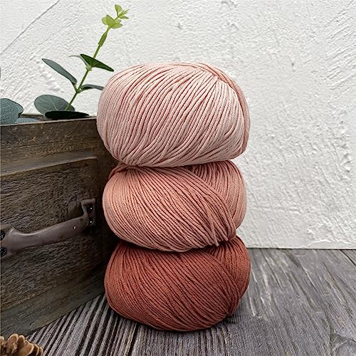 Fine Weight Knitted and Crocheted Cotton Yarn, 100% Long Staple Cotton Yarn, Baby Sports, 2 Packages of 100g/3.52oz (Per Skein 50g/162yds)-07 Pomelo Pink - color: PM07-Pomelo Pink