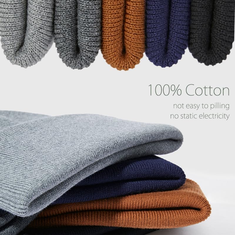 100% Cotton Beanie Hat Winter Hats Women Men Warm Knit Beanies | Double Layer Warmth ,Ultra-Soft Itch-Free Pure Cotton Knitted, Cuffed & Uncuffed Fisherman Slouchy Skull Cap for Womens Mens - color: 1pcs Orange
