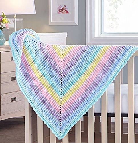 Baby Colors Squared Baby Blanket Crochet Kit, Soft Crochet Blanket Kit Includes Yarn and Pattern, Finished Size: 36" x 36"