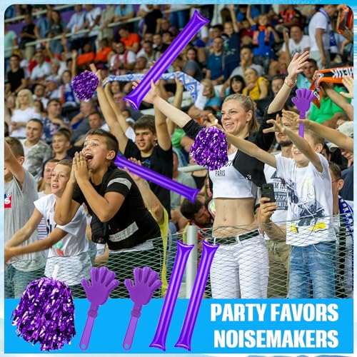 36 Pcs Cheerleading Pom Poms Thunder Sticks and Hand Clappers - color: purple
