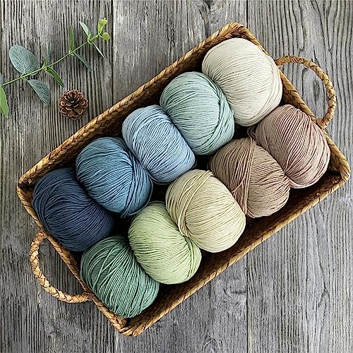 Fine Weight Knitted and Crocheted Cotton Yarn, 100% Long Staple Cotton Yarn, Baby Sports, 2 Packages of 100g/3.52oz (Per Skein 50g/162yards)-Milk Tea White - color: PM02-Milk Tea White