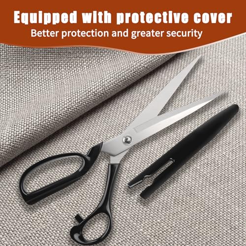10Inch fabric scissors with protective cover,for Tailor Office Home | Ideal for Quilting, All Purpose Duty Fabric Scissors