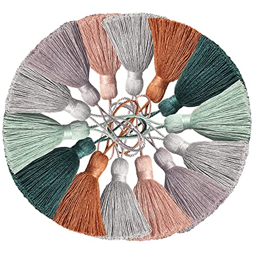 amokk Cute Chunky Bookmark Tassels with Cord Loop for Home Decor Tassels for Jewelry Making, Bookmark, DIY Craft - 5.31 in Length 14 Pieces (Multi) - color: Multi Color