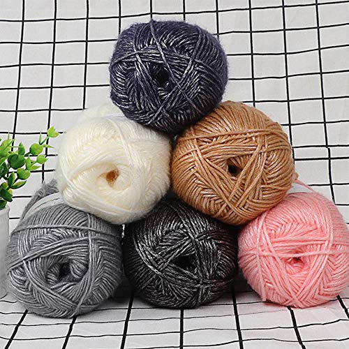 Clisil 764 Yards Coffee Brown Metallic & Glitter Yarn - Crochet & Knitting Yarn, Nylon & Cotton Blend, Silver & Gold, DIY Sweater, Scarf & Hat, 200g - color: Coffee Brown